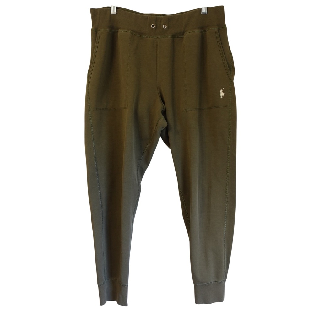 Polo Ralph Lauren Mens Olive Green Double Knit Jogger Sweatpants Pony Logo Large